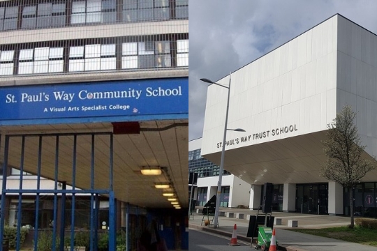 A picture of the old and new St Paul's Way School
